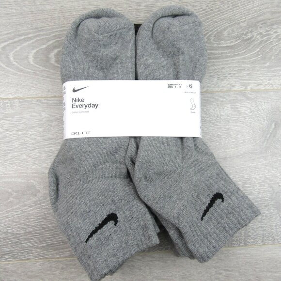 Nike Everyday Cushioned Ankle Socks Dri-Fit Men's Size 8-12 Grey 6 Pack NEW - Picture 2 of 9